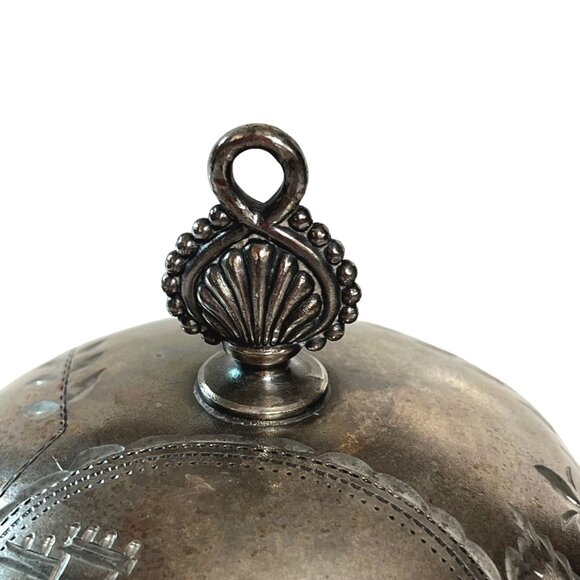 Vintage James W. Tufts Silver-Plate Butter Dish Hanging Lid - Picture 8 of 11